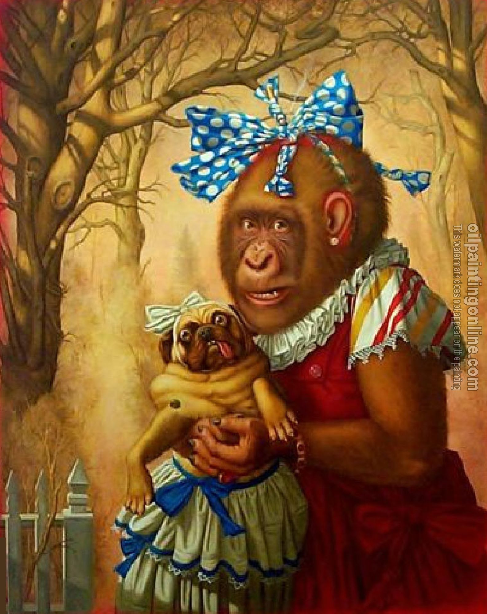 Oil Painting Reproduction - Dressing monkey